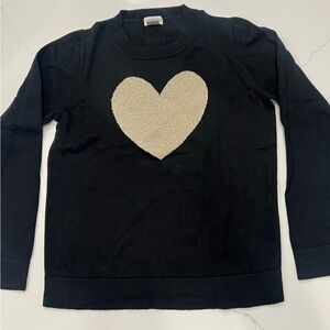 J. Crew Black Long Sleeve Top with Gold Heart Size Medium  8/9